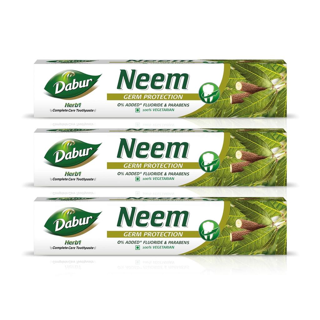 Dabur Herb'l Neem Toothpaste 600g Pack Of 3 | Fluoride Free Paraben Free Natural Oral Care | Germ Protection With Neem