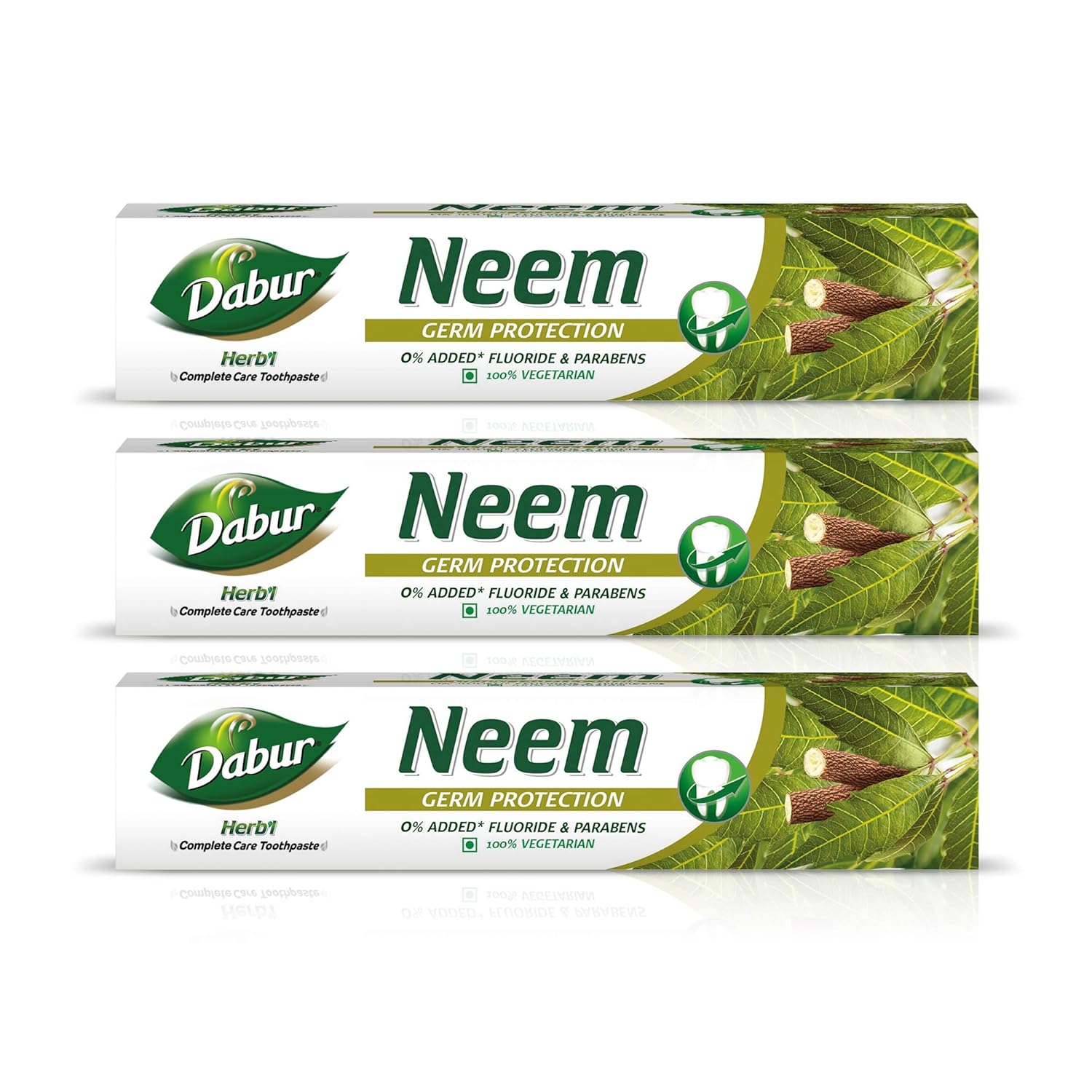 

Зубная паста Dabur Herb l Neem 600 г Упаковка из 3 штук | Без фтора Без парабенов Натуральный уход за полостью рта | Защита от микробов с нимом
