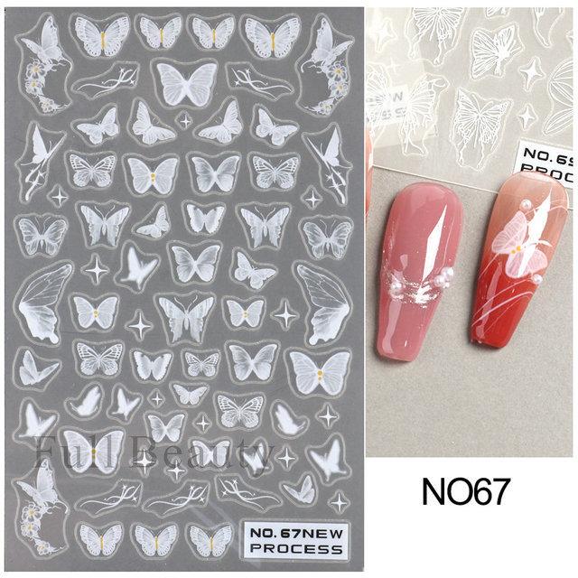 Nail Art Stickers Ins Spring Small White Flower Sunflower Butterfly Tough And Thin Series Adhesive Nail Stickers