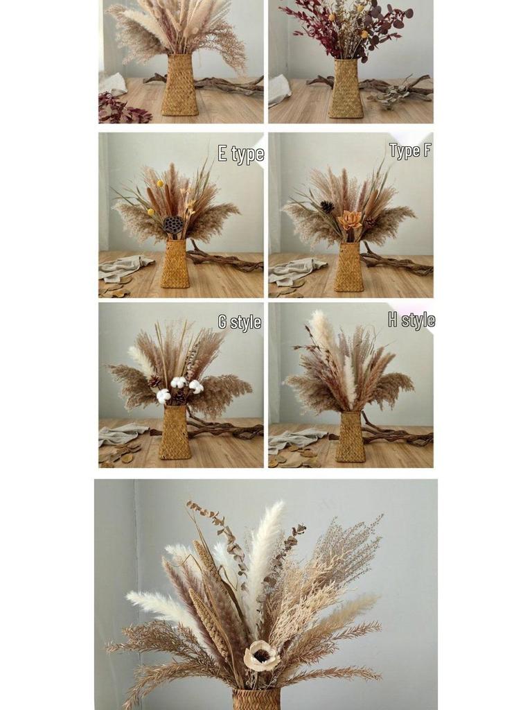 Artistic Retro Reed Dried Flower Bouquet for Home or Store Display