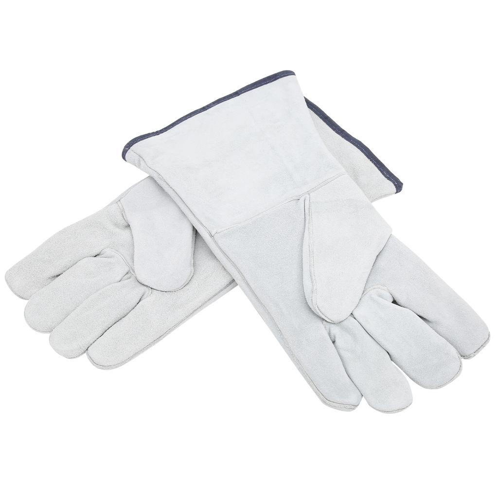 Pair Welding Glove Full Palm Wearproof Heat Resistant Hand Protector Cow Leather Gray for Carrying