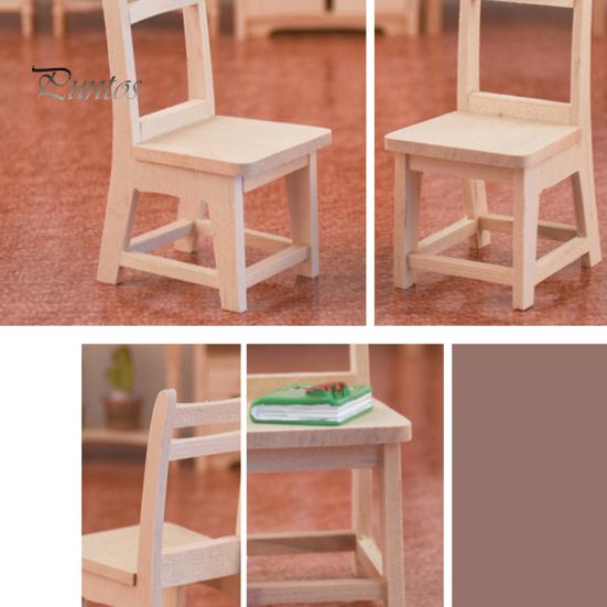 Dřevěná nebarvená miniaturní ozdoba na nábytek na židličku pro 1/12 domečku pro panenky