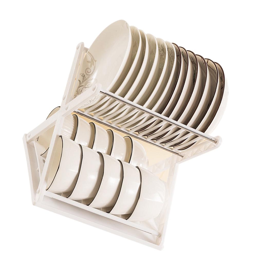 Double Layer Bowl Rack Multifunctional Dish Drying Rack Stainless Steel Dish Drainer for Kitchen Counter