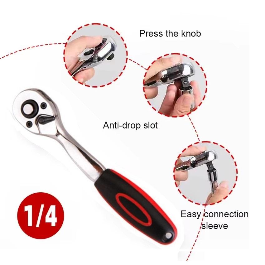 14 inch 72 Teeth Ratchet Wrench with Quick Release and Forward Reverse Conversion for Auto Repair and Construction