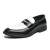 Fashion Italian Luxury Brand Loafers Men's Black and White Color Leather Shoes Slip-on Fashion Soft-soled Casual Shoes Wedding Moccasin