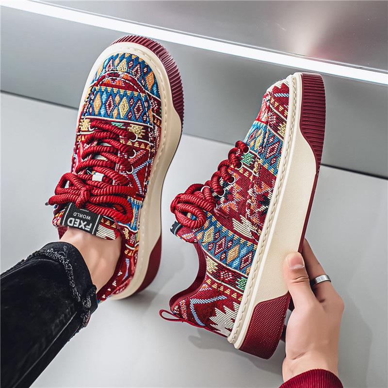 Pánské trendy retro plátěné tenisky s nízkým svrškem - ležérní jarní/letní streetový styl