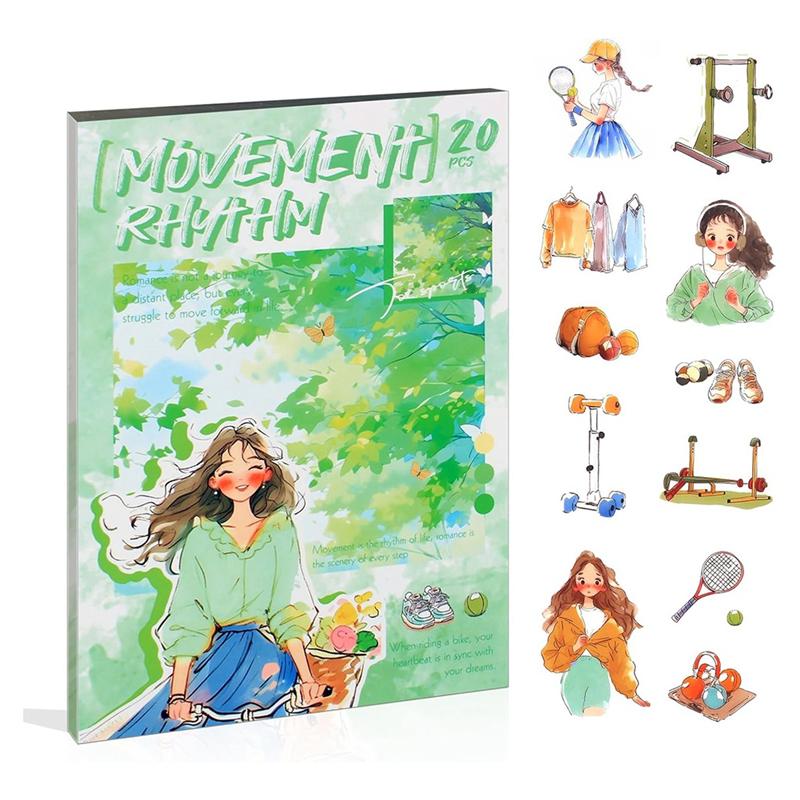 

M-Modern-PET Women Journal Sticker Book, People Stickers For Journaling Scrapbooking, Junk Journal Supplies Movement Rhythm