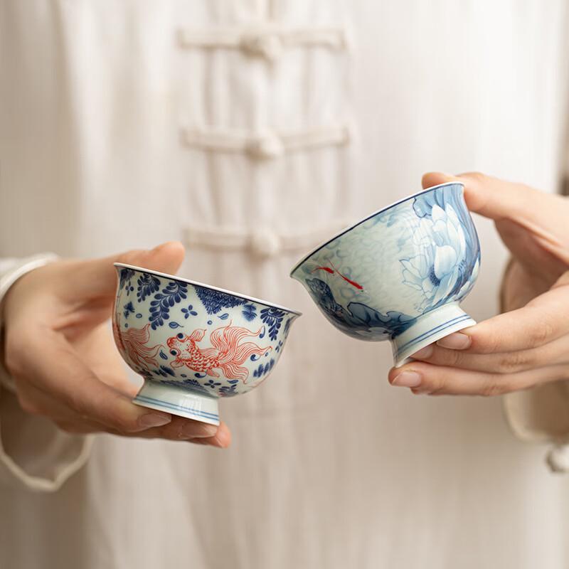 Shangqi Vintage Lotus Charm High-footed Ceramic Teacup Gift Set