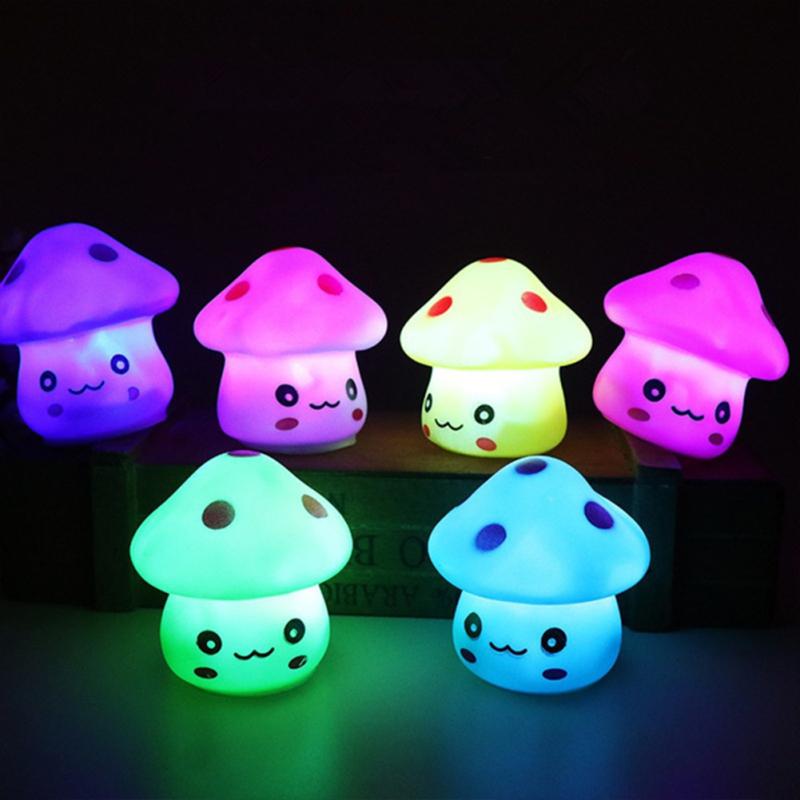 Led Colorful Mushroom Night  Light For Romantic Atmosphere Energy Saving Light