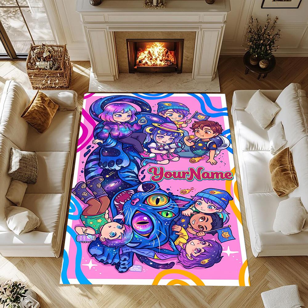 Demon Hunter Girls (2) Customize Your Name Rug, Office Chair Cushion, Home Bedroom Living Room Gift.