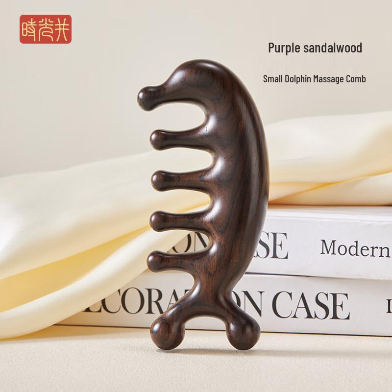 Natural Purple Sandalwood Dolphin Massage Comb