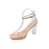 2024 Women's Transparent High Heels: Waterproof Platform Crystal Sandals with Thick Heel, Summer Fairy Style