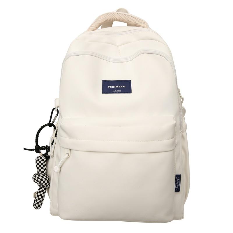 Women Large Capacity Backpack Student Schoolbag Men Solid Color Backpack
