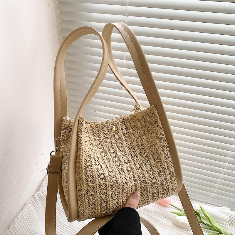 Mori Versatile Casual Shoulder Woven Women's Bag 2025 Large-capacity Underarm Commuter Portable Straw Tote Bag