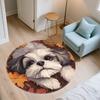 Shih Tzu & Fallen Leaves Pattern Round rug,Carpet Rug for Living Room Bedroom Playroom ,Non-slip Floor Mat,Holiday Gifts and Birthday Gifts.
