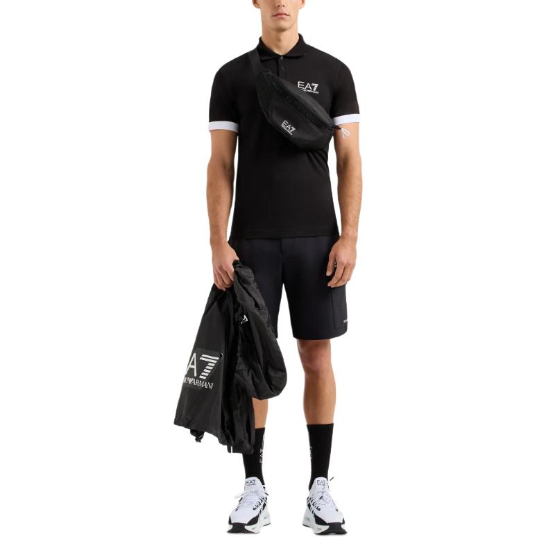 Emporio Armani EA7 SS24 Polo Shirt Men's Black 3DPF03-PJ02Z-1200