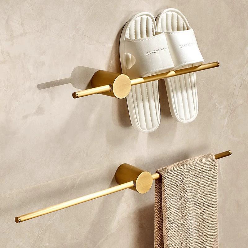 Brass Bathroom Towel Holder Wall Mounted Towel Hanger Brushed Gold Towel Rack Storage Rack Shelf 40cm/50cm Bathroom Accessories
