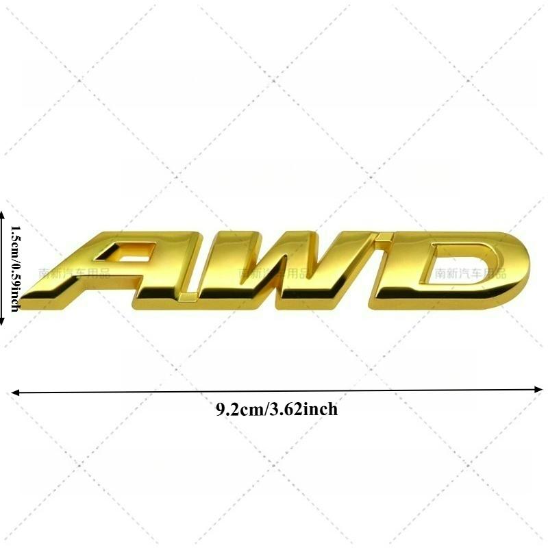 

High-quality Modification 3D Metal Stickers AWD Four-wheel Drive Logos Two Sizes P Scratch Cover DIY Decoration Car Accessories