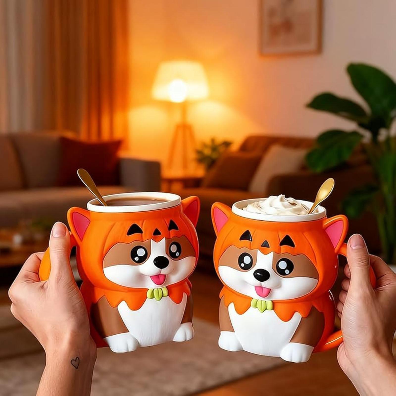 

Держатель для пинтовой чашки со щенком, 3D-печатная чашка с ручкой и ящиком для закусок, милый герметичный держатель для пинтовой чашки мороженого со щенком One Size