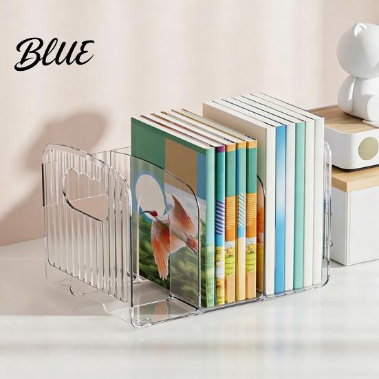 Multifunctional Desk Storage Box Clear Magazine Holder 3/4-Compartment Organizer Vertical Bookend File Decorative Bookshelf Decor for Home