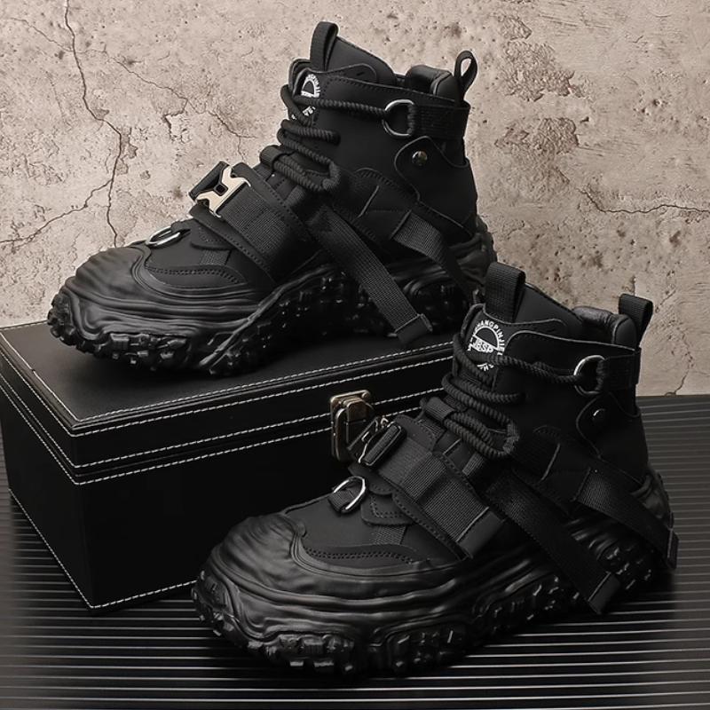 Fashion High-top Shoes, Workwear Shoes, Korean-style Thick-soled Shoes, Trendy  White Shoes, Men's Casual Shoes   B39