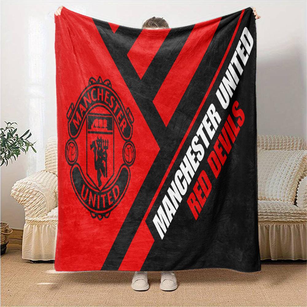 Coperta in Flanella con Stemma di Manchester, Morbido Poliestere, Design Moderno, Per Tutte le Stagioni per Campeggio, Viaggi, Regali per le Feste o Compleanni
