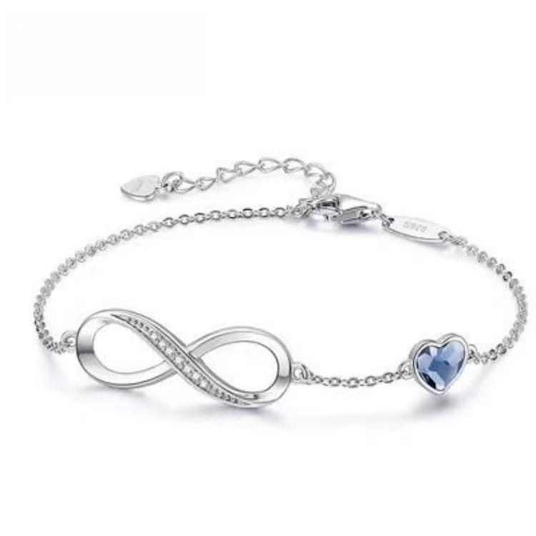 Women Infinity Symbol Zircon Heart Bracelet Fashionable Valentine Gift Jewelry Elegant Chain For Her Romantic Present