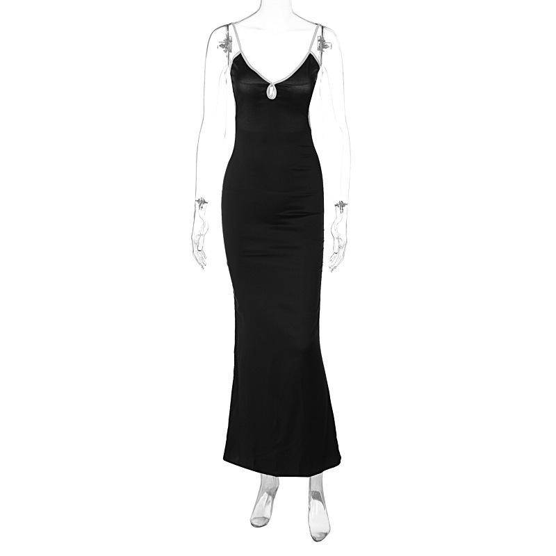 Women's Spring Sexy Halter String Halter Long Dress Slim Dress
