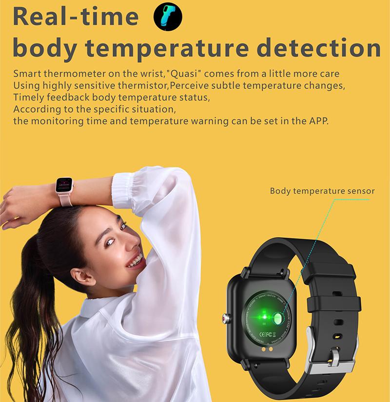 Digital Smartwatch Body Temperature Monitor Fitness Sports Watches Bluetooth Ip68 Waterproof Smart Watch For Android Phones