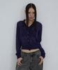 Uusoo Kid Mohair Lace V-Neck Cardigan_ Navy