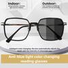 Photochromic Presbyopia Glasses Large Frame Fashion Anti-Blue Light Glasses Men And Women Reading Glasses Outdoor Goggles
