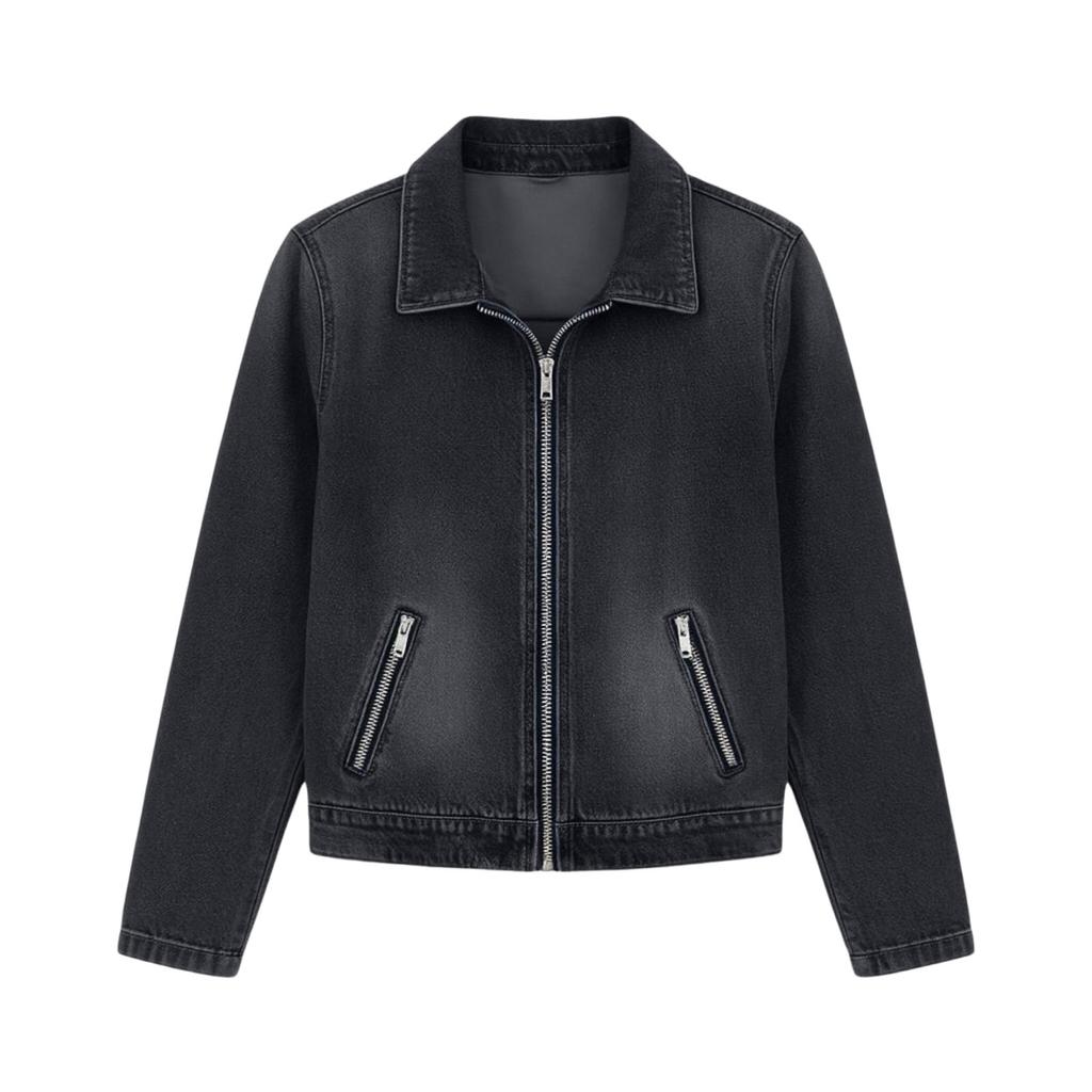 Giacca di Jeans da Donna a Maniche Corte, Felpa con Cappuccio e Zip, Collo, con Tasche