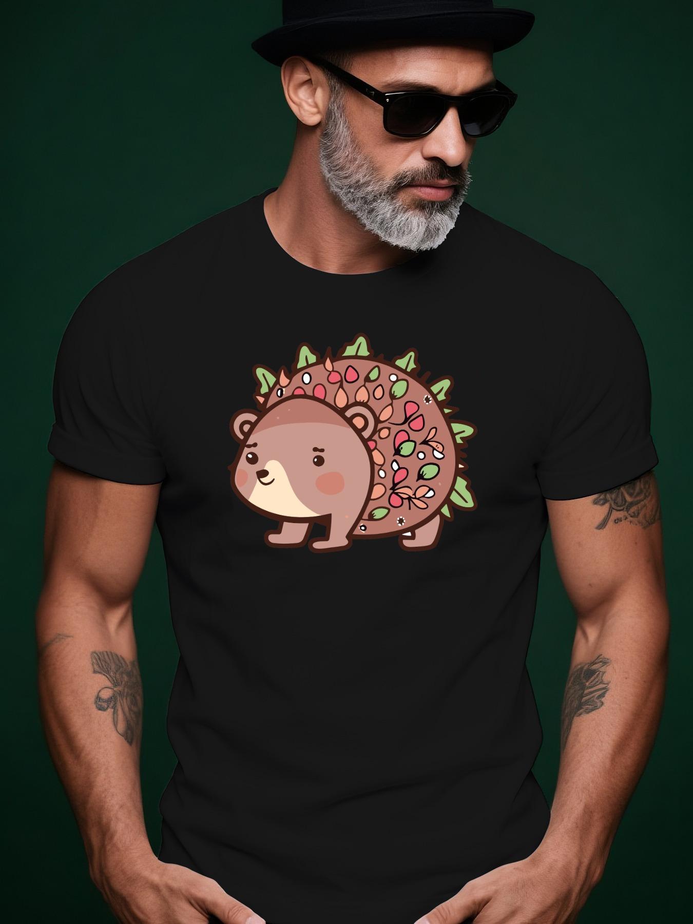 Hedgehog Pattern Summer Casual Round Neck Short Sleeve Ts... S