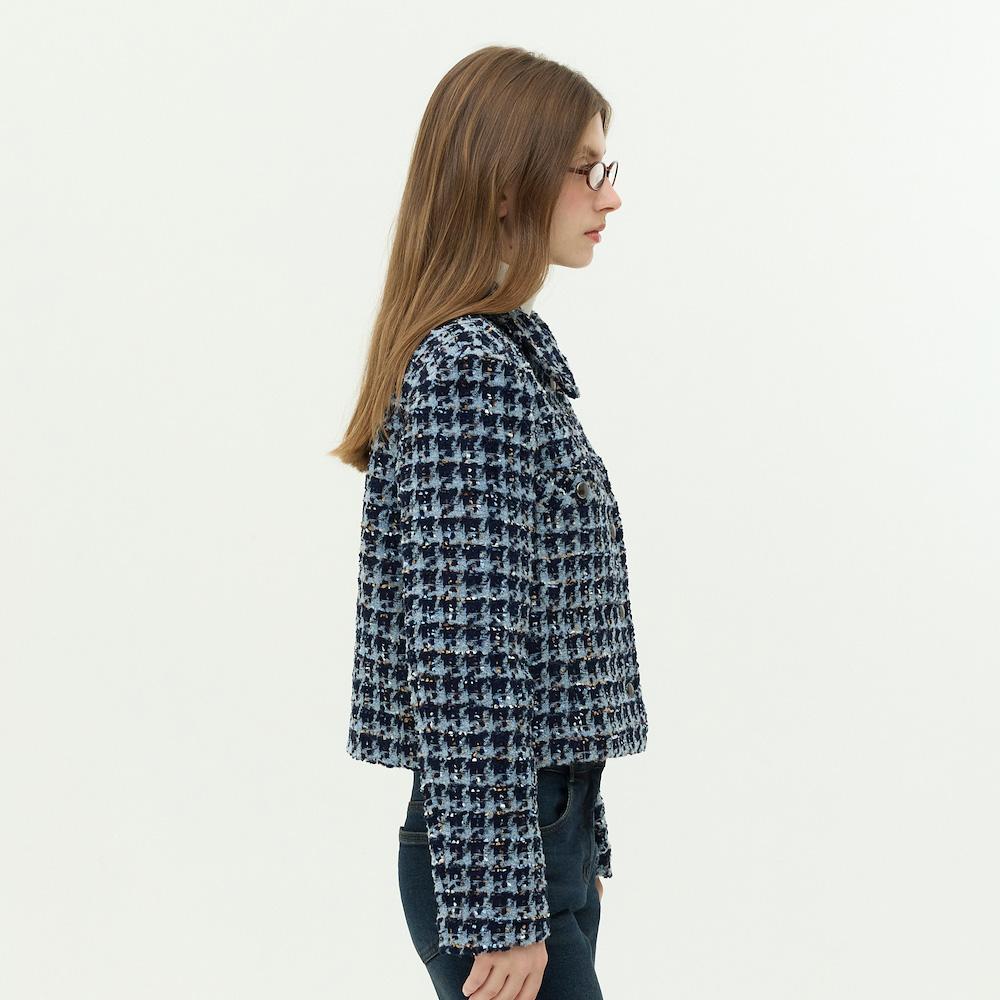 EBM Houndstooth Tweed Crop Jacket Empawjk060