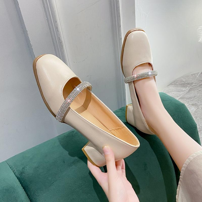 Women's Summer Footwear Fashion Casual With Medium Heels Square Toe Shoes For Woman 2025 On Sale Lastest Shoe Non Slip