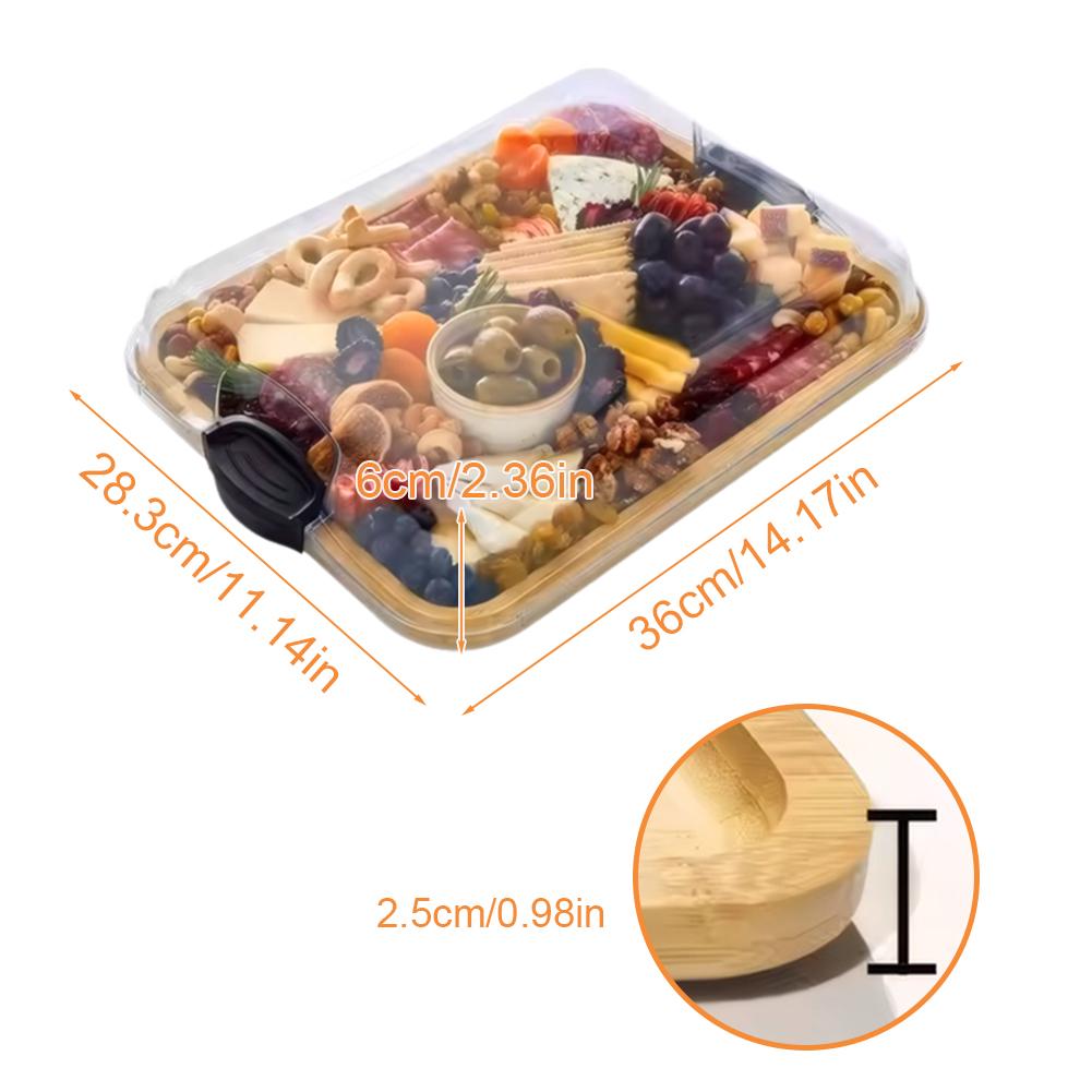 Bamboo Charcuterie Board Tray W/ Lid Cheese Platter Serving Tray Charcuterie Board for Kitchen Cooking Family Party Gift