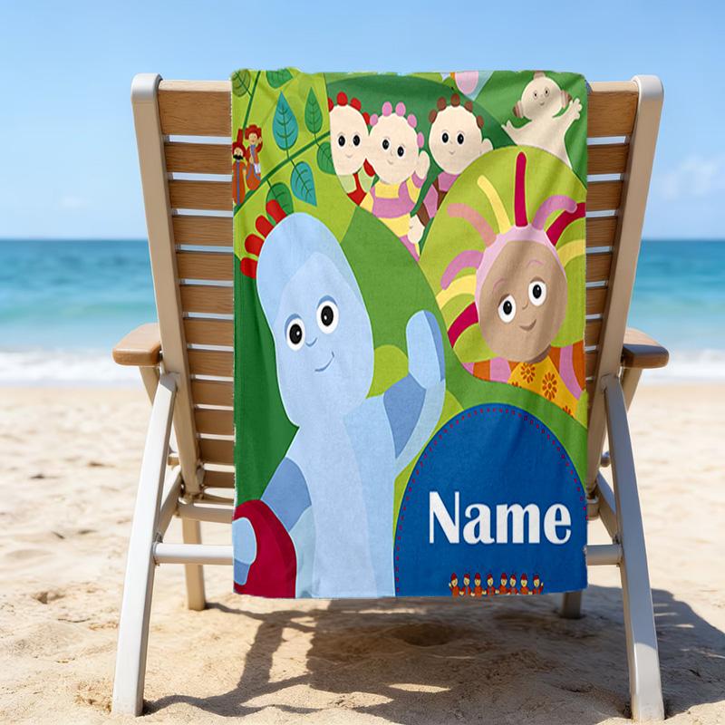 1pc In the Night Garden2 Beach Towel with Custom Name, Beach/Swimming/Bath/Picnic/Camping Towel, Suitable for Seaside Beaches