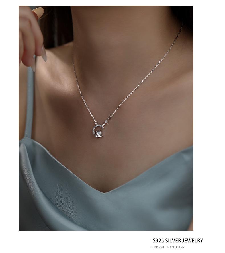 Halskette mit Anhänger Kleine Taille aus S999 Reinsilber im koreanischen Stil - Damen Exquisite Leichte Luxus Schlüsselbeinkette