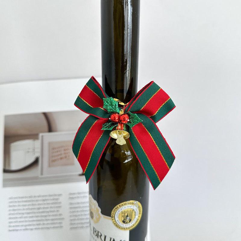 1Pc Christmas Bells, Bows, Decorations, Christmas Gifts, Pendants, Packaging, Red and Green Ribbons, Webbing, Christmas Tree Accessories