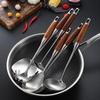 Solid Rosewood & 304 Stainless Steel Kitchen Utensil Set: Soup Ladle, Skimmer, Slotted Spoon, Frying Spatula, Strainer.