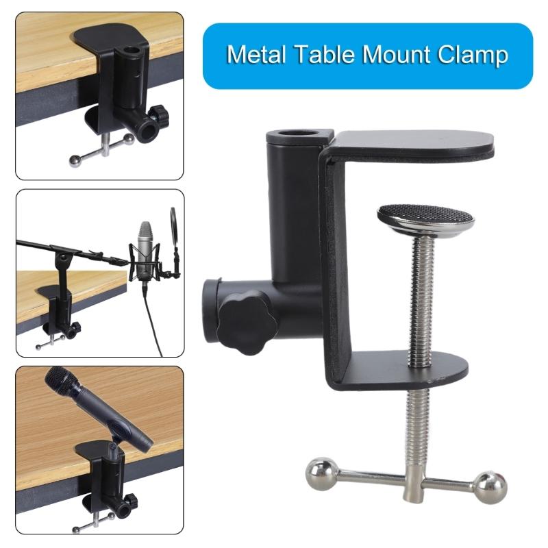 Morsetto Metallico Regolabile a Braccio Lungo Fissaggio da Scrivania per Lampade Tablet Strumento di Montaggio Sicuro su Tavolo Con Pad Uso Ufficio Camera da Letto