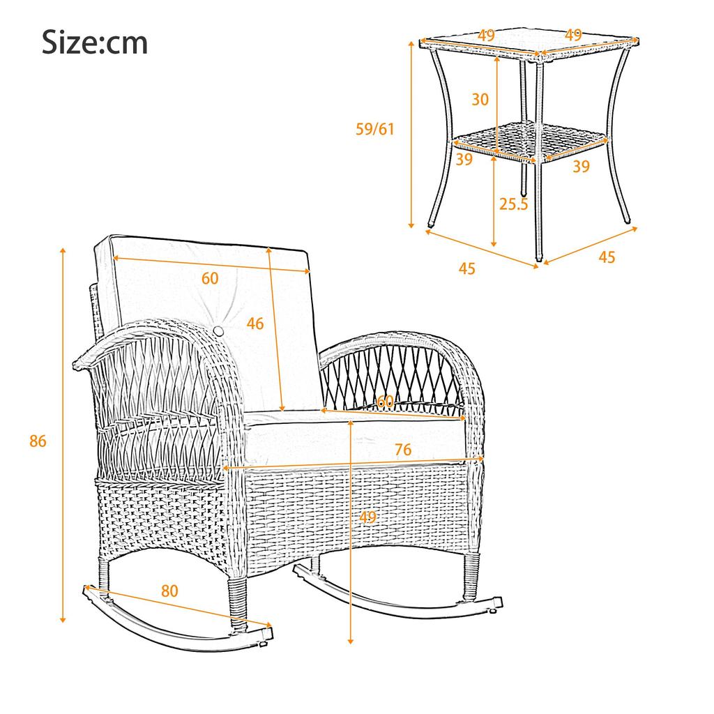 Balcony Furniture Set, Outdoor Garden Furniture with Coffee Table, Patio Furniture with Cushions for Balcony, Terrace, Garden