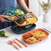 Cute Wheat Straw Divided Plate, 3-Compartment, Drop-Proof, Heat-Resistant - Perfect for Home or Kindergarten Baby Meals