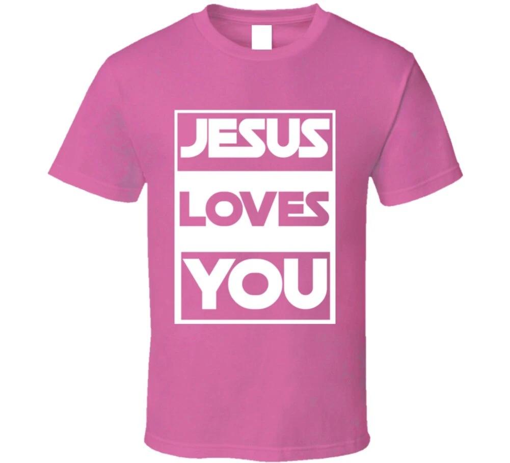 Jesus Loves You Christian Shirt White Letters T Shirt L
