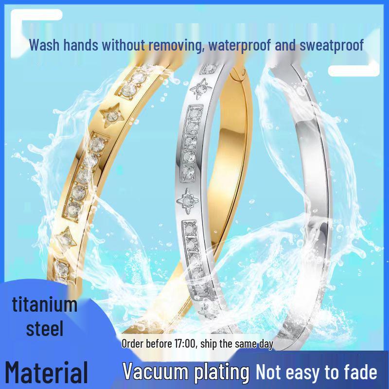Gold-Plated Titanium Steel Women's Bracelet: Elegant European & American Design