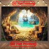 2D Pirate Ship Treasure Backdrop Adventure Photography Background Banner