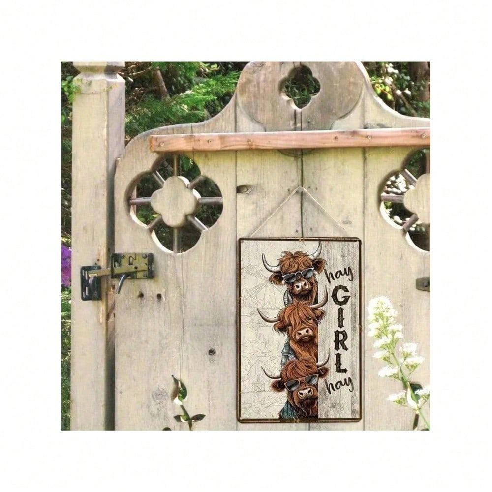 Metal Wall Art Apple Decor Country Home Kitchen Storage Basket Rustic Checkered Design