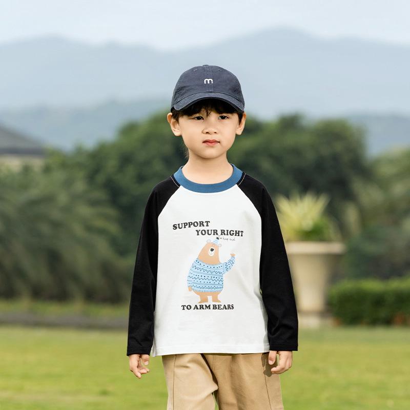 

Nausicaa 2025 Spring Children s Cartoon T-shirts - Boys & Girls Contrast Color, All-match, Cute Korean Style 110 cm чёрный