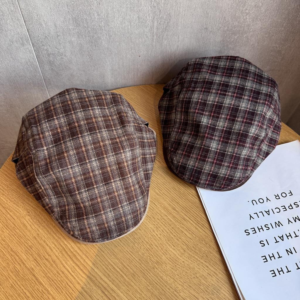 Retro Checkered Fashionable Pattern Women Casual Beret For Autumn Winter And