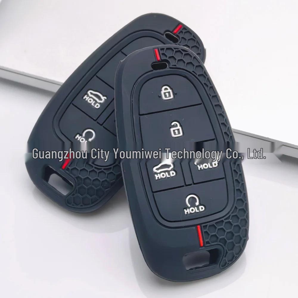 Soft Silicone Key Cover for Hyundai Sonata/Tucson/Grandeur 5-Button Models